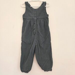 Mango Kids Corduroy Pinafore Dress Grey Teal Button Front Jumper Size 2-3 98cm